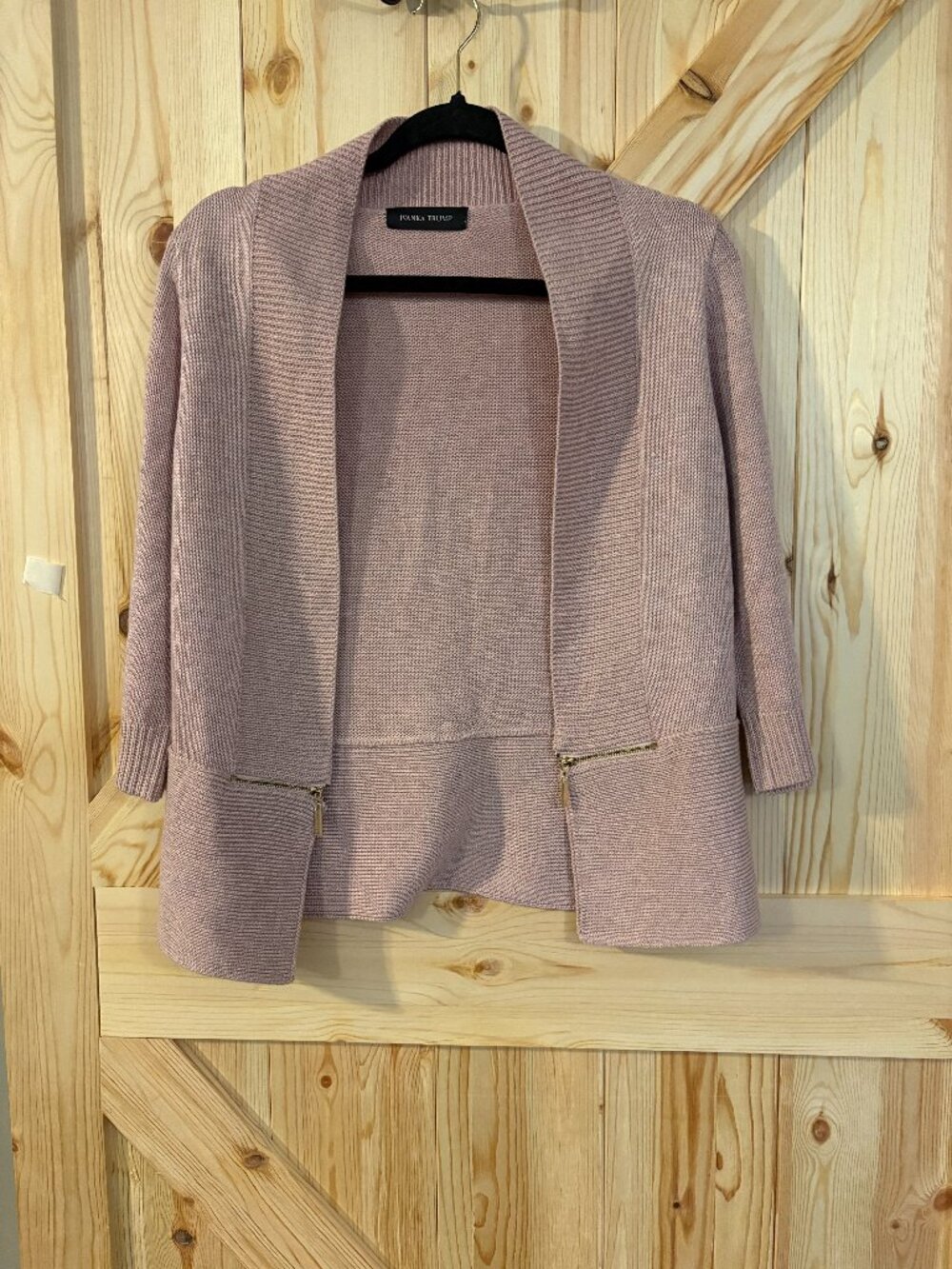 Ivanka Trump Blush Pink Open Cardigan Sweater Zip Detail Lightweight Size S